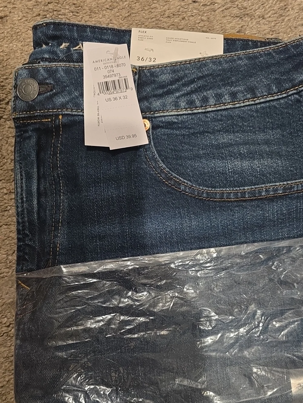 American Eagle Outfitters Men’s Dark Blue Stretch Jeans